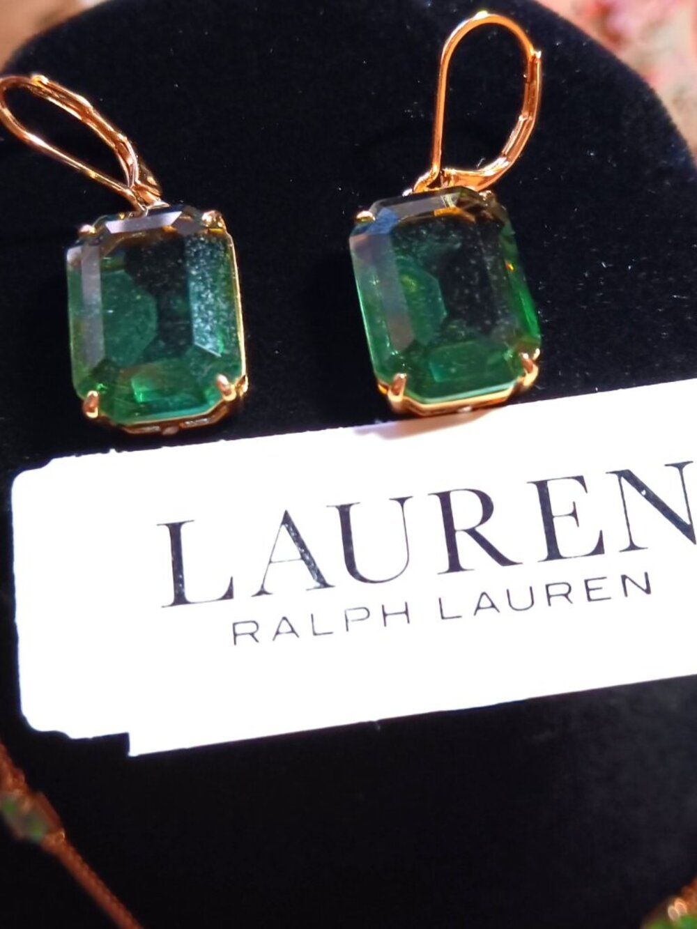 Lauren Ralph Lauren Green Glass Necklace & Earrings Set - Picture 3 of 3